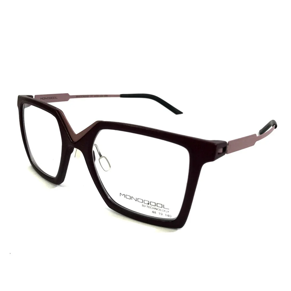 Monoqool Eyeglasses Frames HL51 HELLO Dark Aubergine Matte Purple 47-20-145
